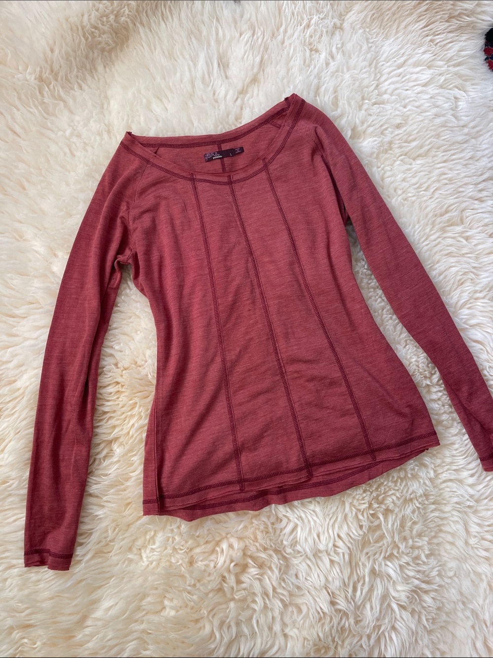 Women’s Prana Wool Long Sleeve Scoop Neck Top Rust